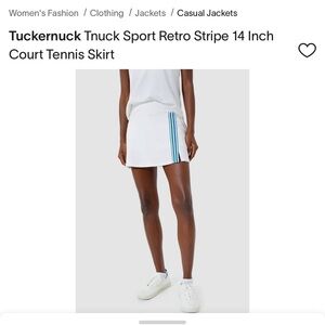 Tuckernuck White Tennis/Golf  Skirt with Blue and Teal Stripes